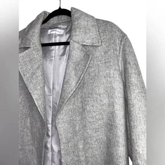 Blossom H Company l Light Gray Open Front Long Wool Coat Large - Picture 4 of 9